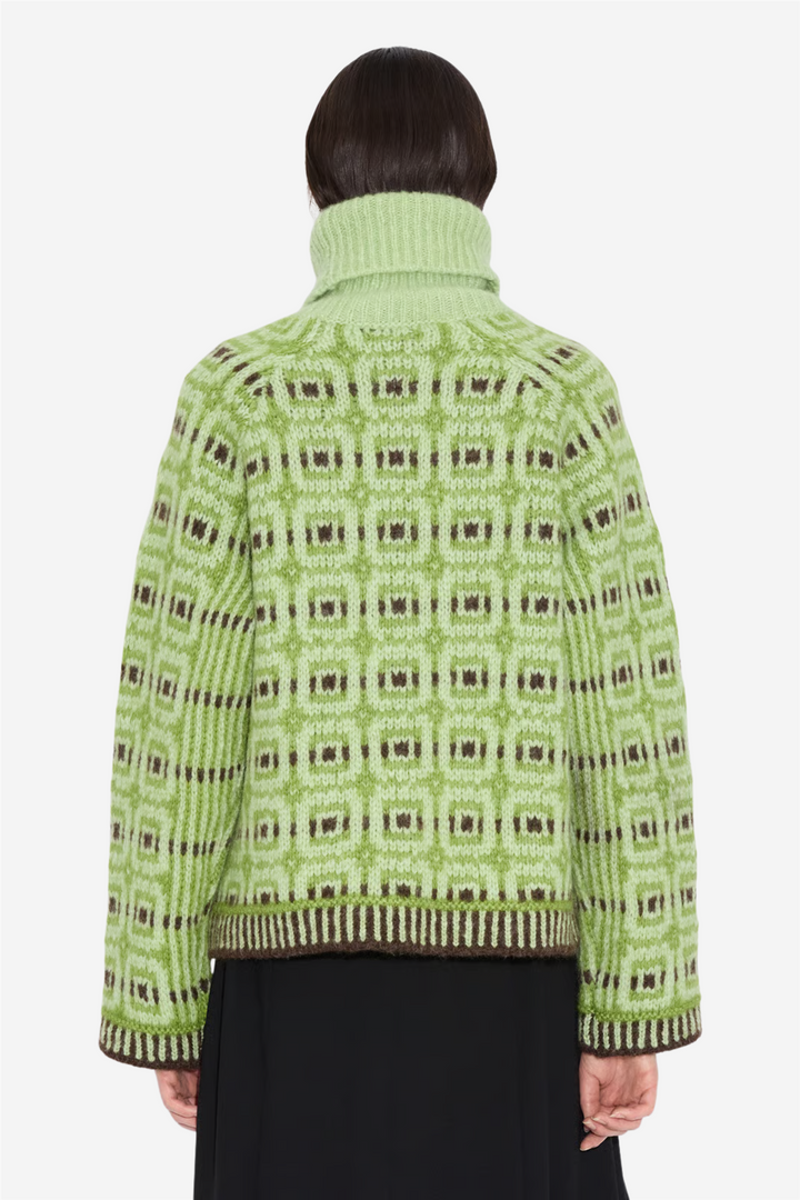 Norwegian Wool Turtleneck Green Mix