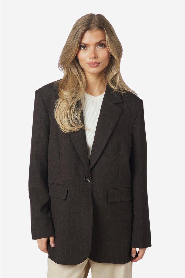 Gaby Pinstripe Blazer Dark Brown