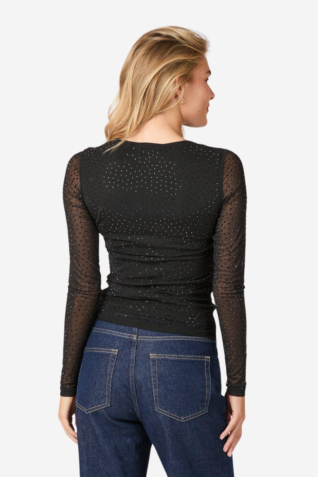 Basira Stone Mesh Blouse Black
