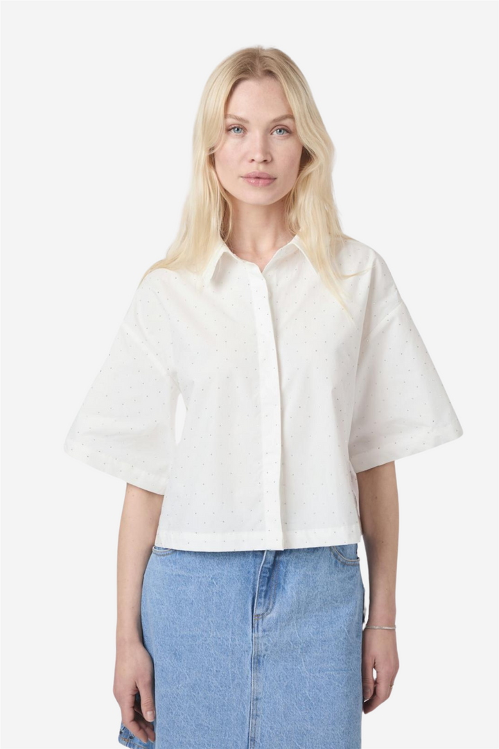 Jasie Poplin Stone Shirt White