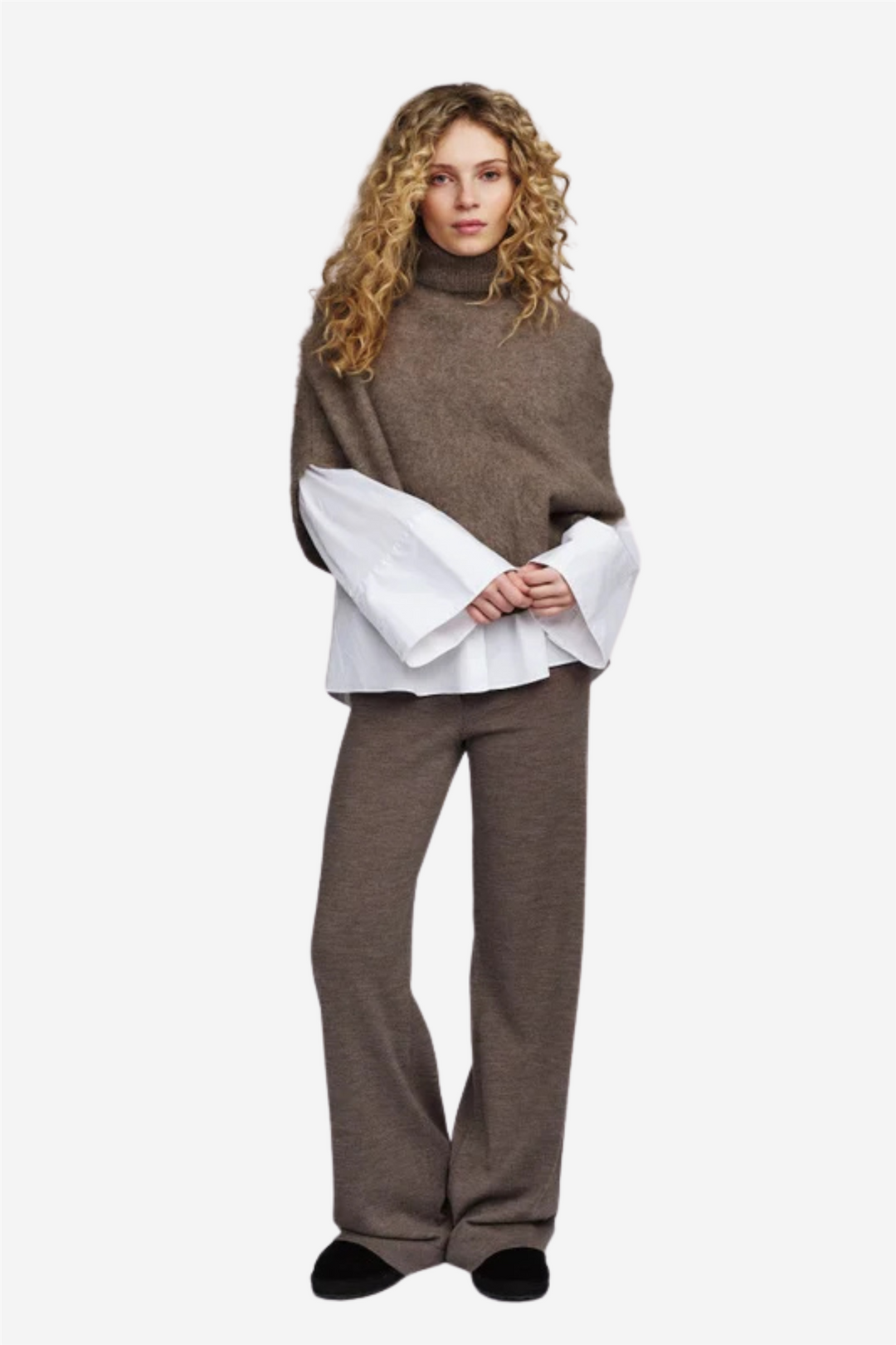 Maiken Brushed Poncho Light Brown