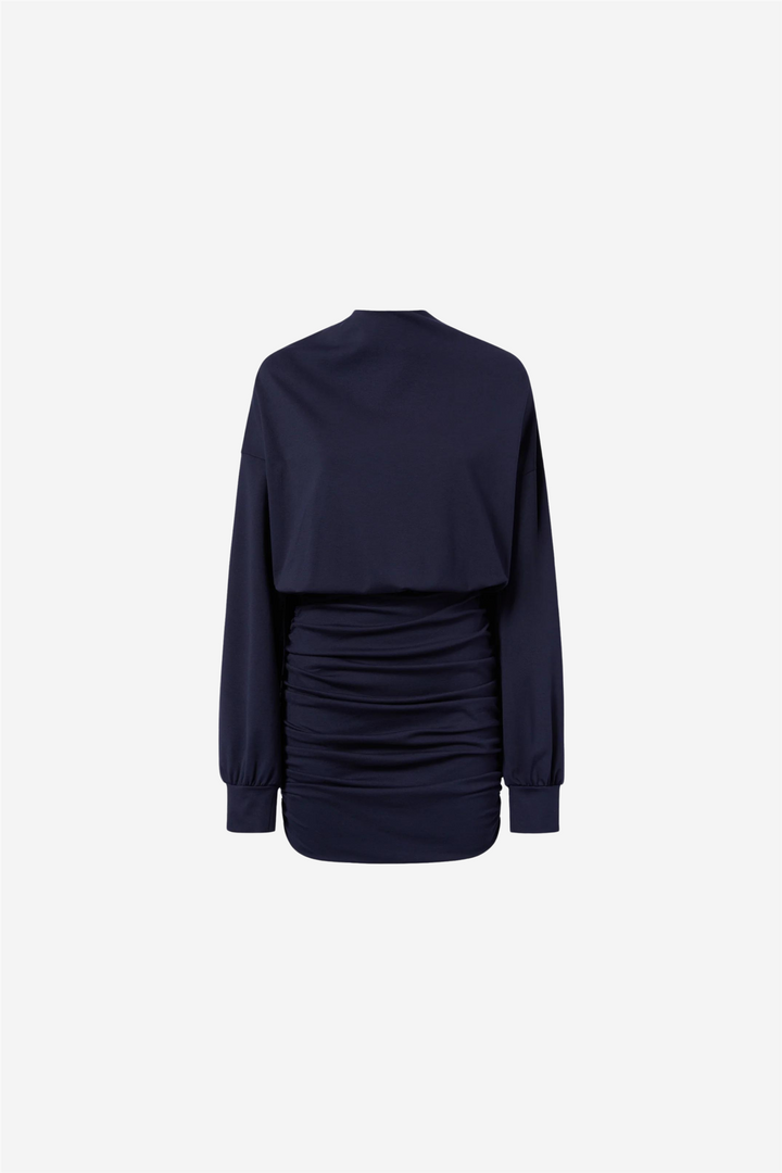 Sylvia Puffsleeves High Waist Mini Dress Dark Blue