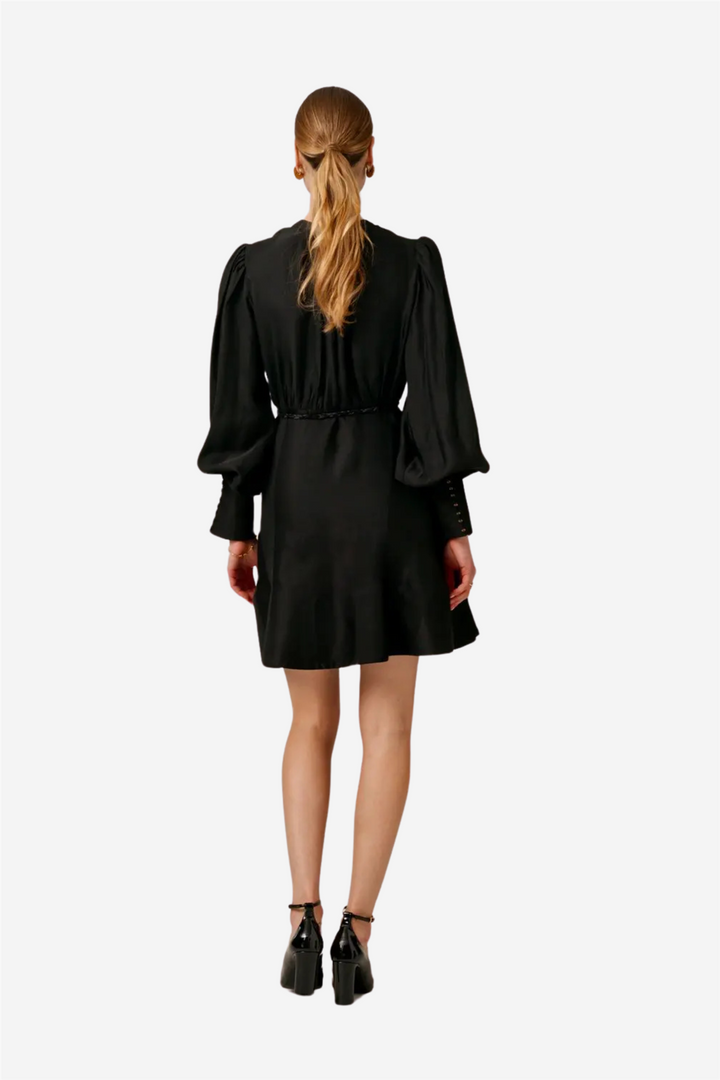 Striped Belt Dress Black