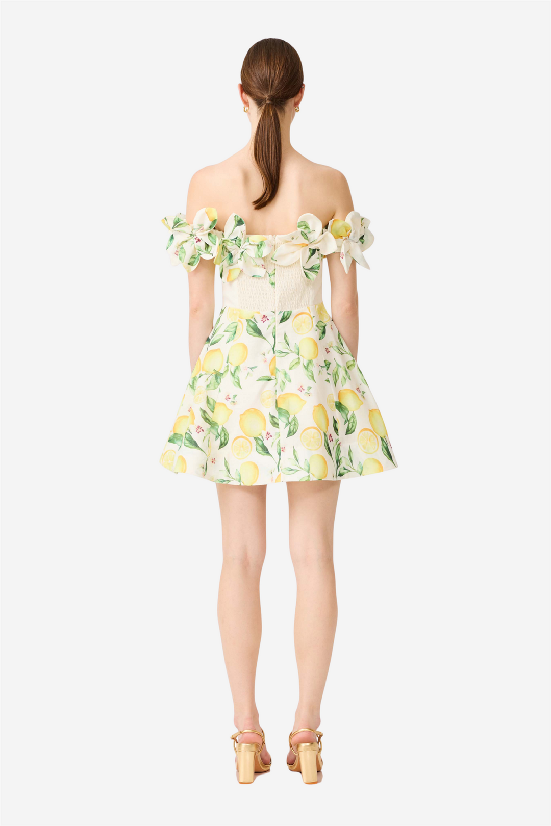 Hana Off Shoulder Mini Dress Yellow Multi