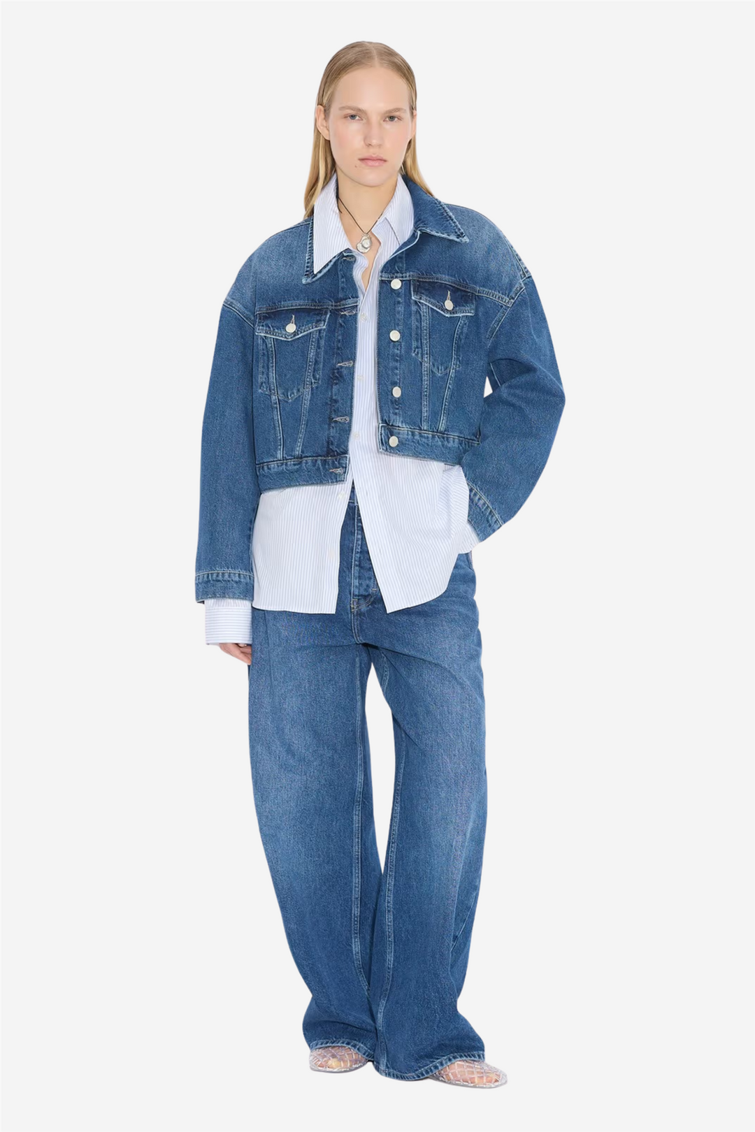 Cropped Denim Jacket Blue