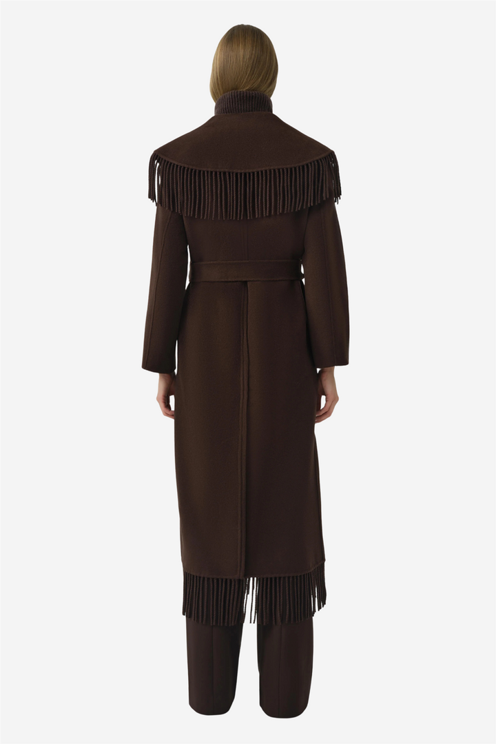 Carrie Fringe Robe Coat Choco Late