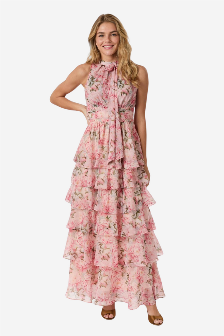 Marli Flower Chiffon Dress Rose