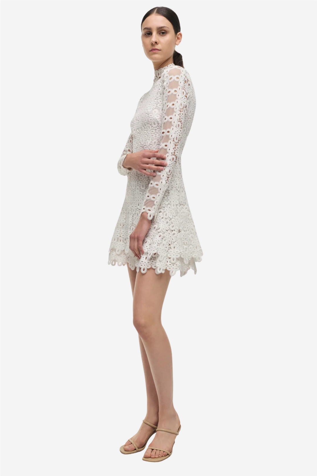 Joy Guipure Lace Mini Dress White