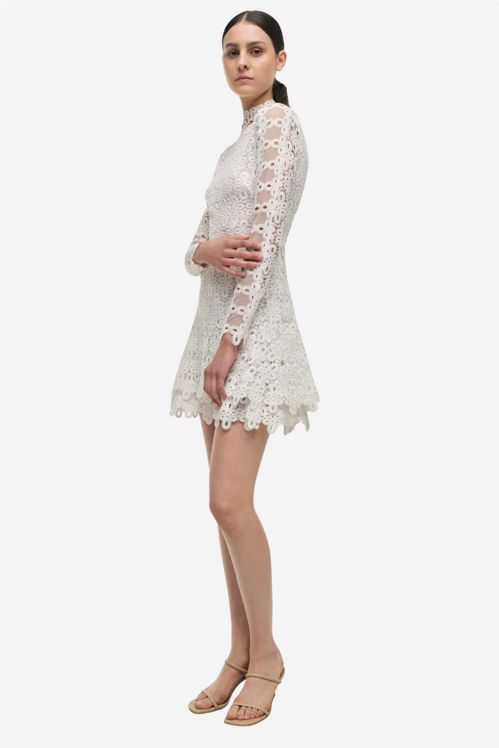Joy Guipure Lace Mini Dress White