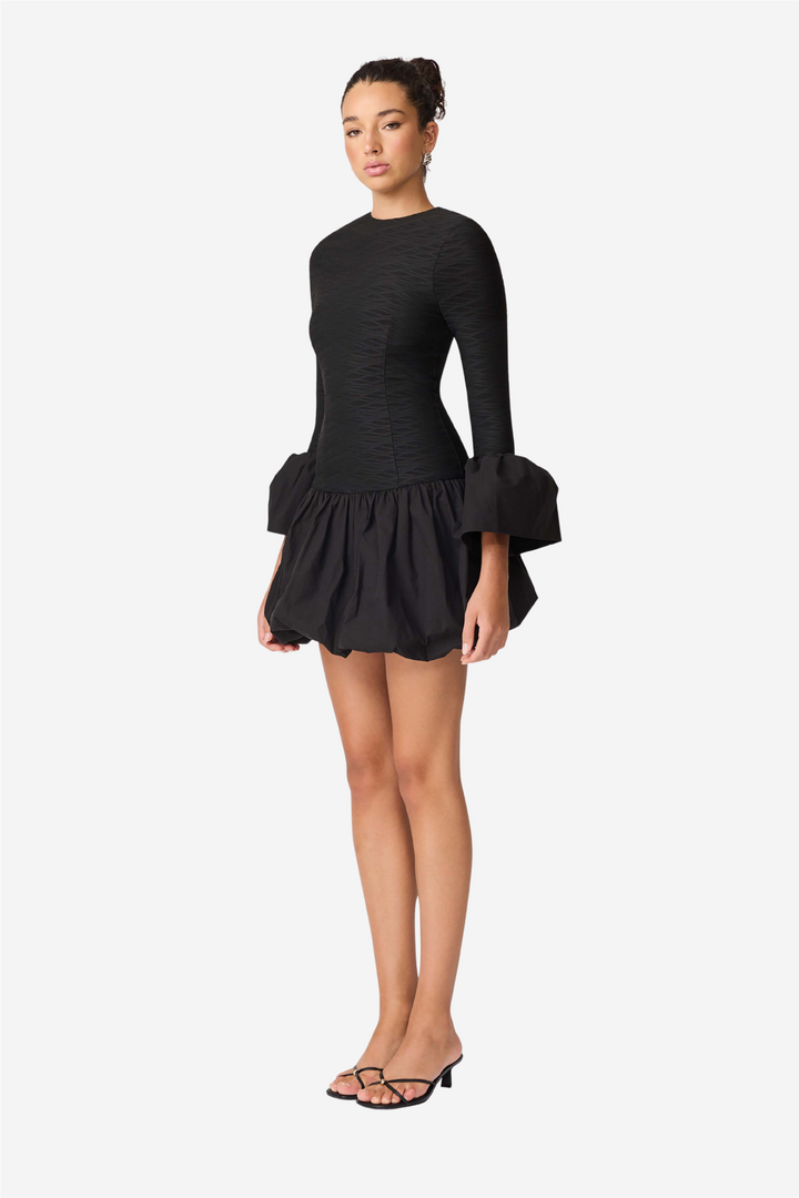 Theodara Long Sleeves Mini Dress Black