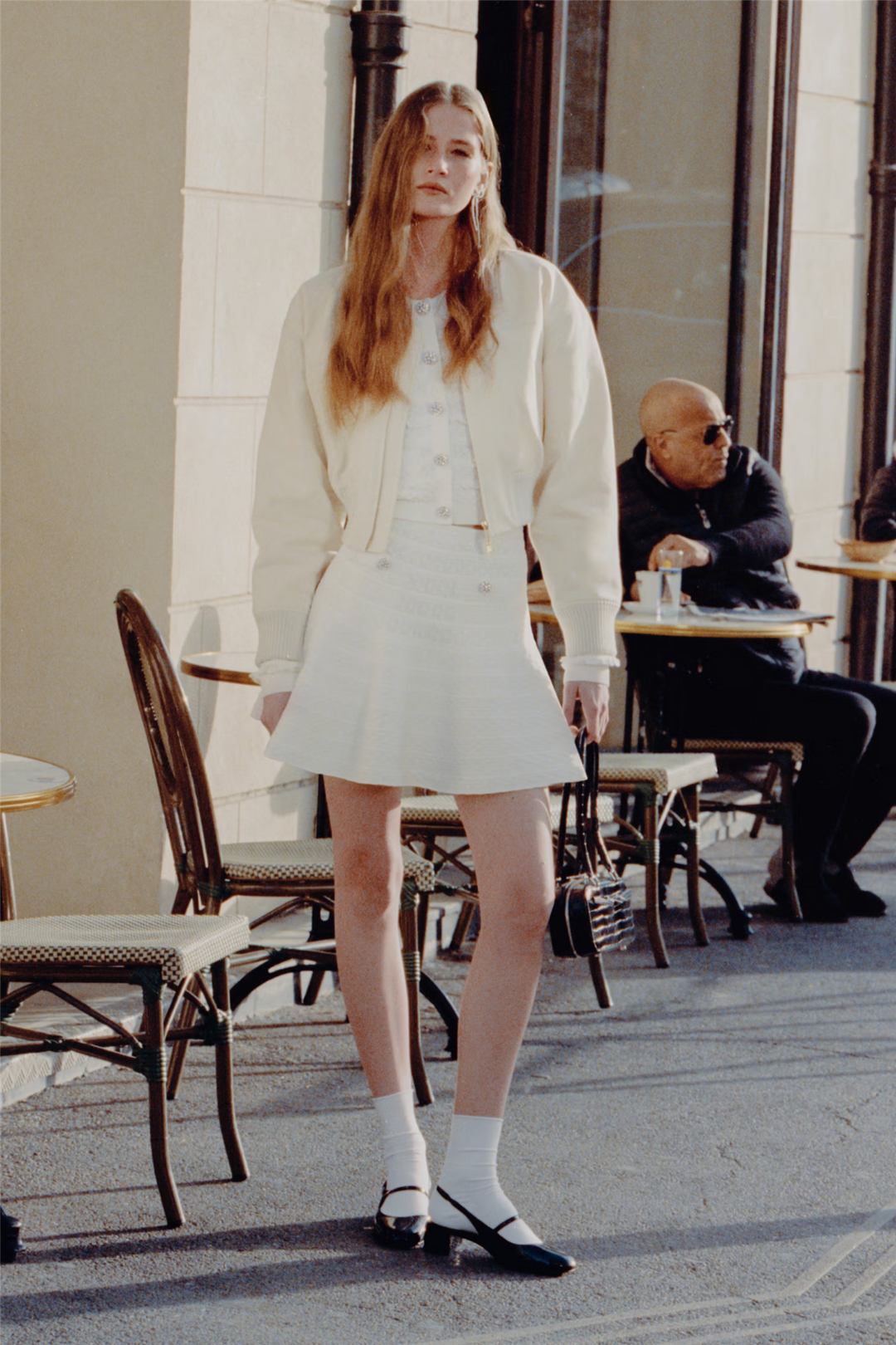 Pointelle Knit Mini Skirt White