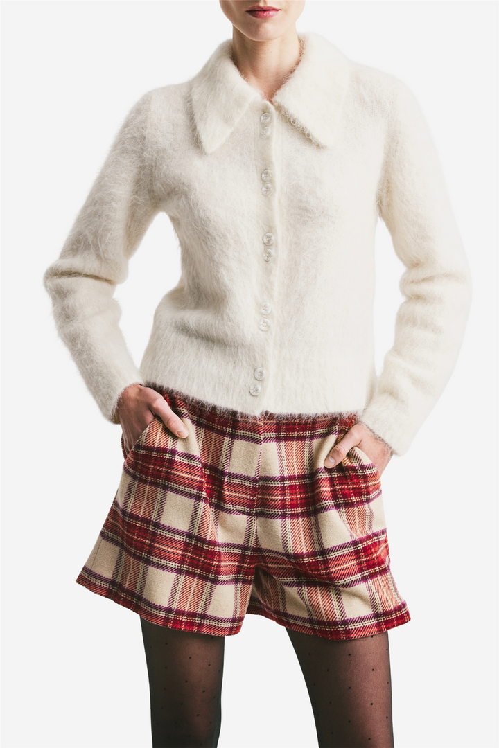 Hairy Knit Polo Off White