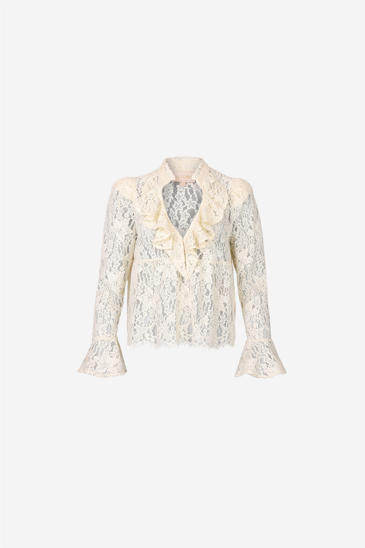 Lace Ruffle Blouse Vintage White