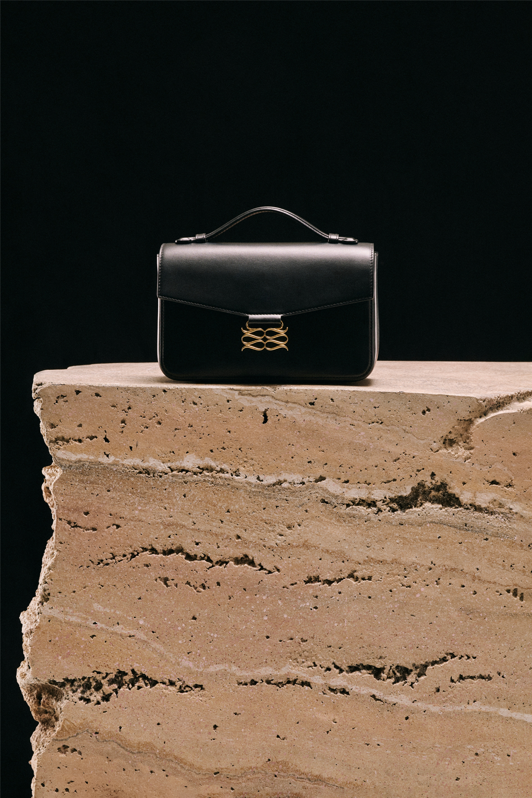 Monogram Leather Shoulder Bag Black