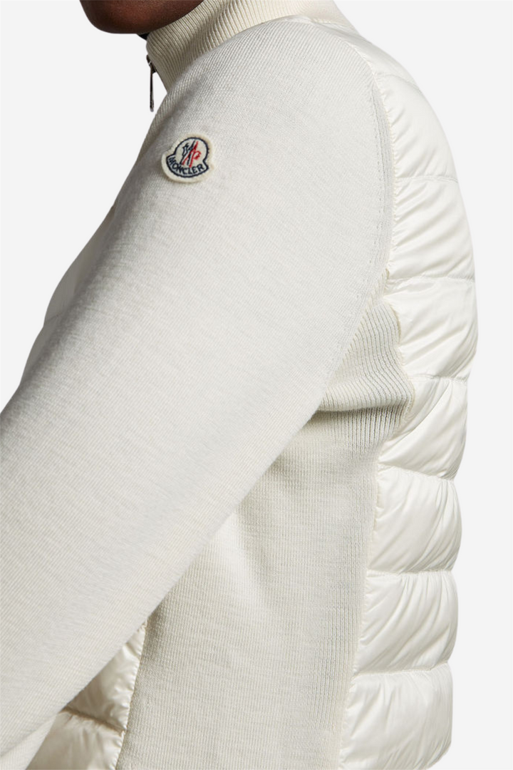 Padded Wool Cardigan White