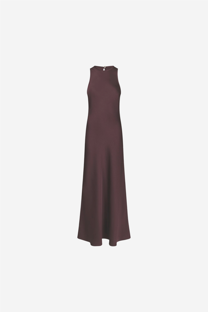 Celinie Heavy Sateen Dress Burgundy