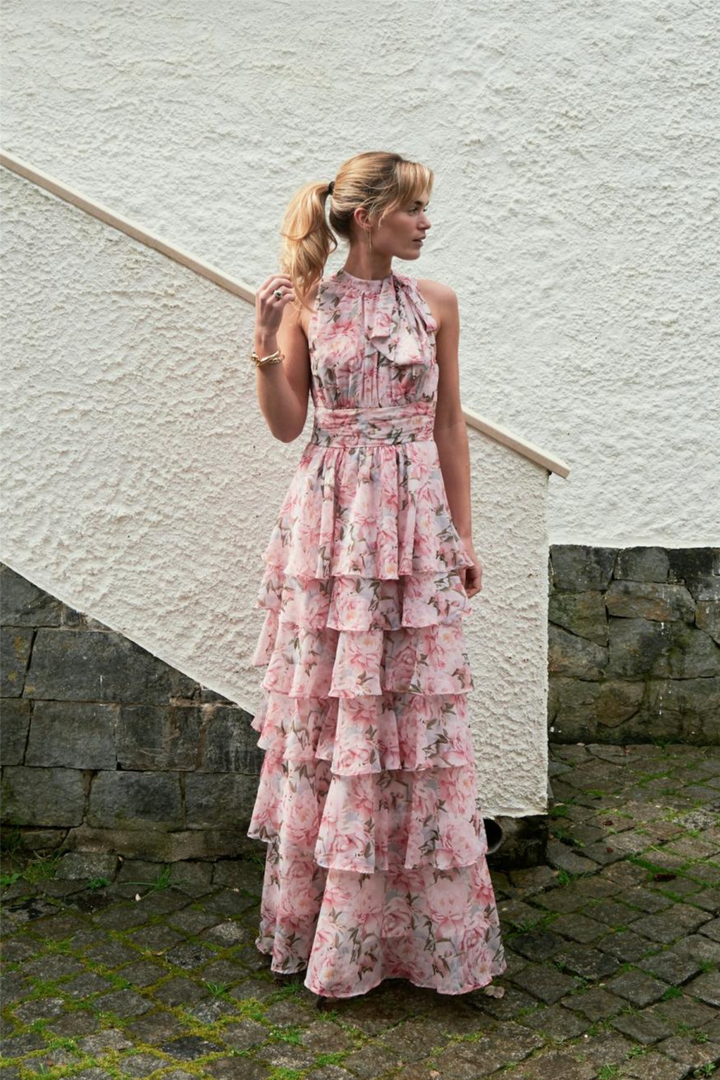 Marli Flower Chiffon Dress Rose