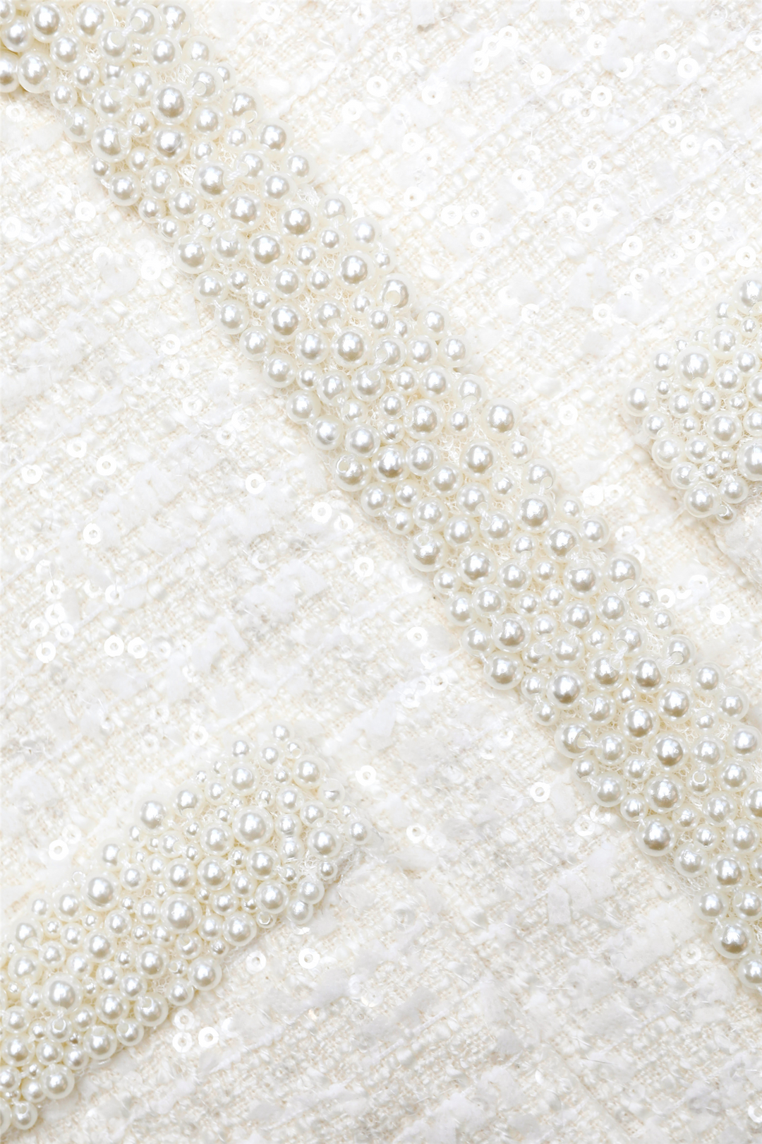 Cream Boucle Pearl Trim Jacket