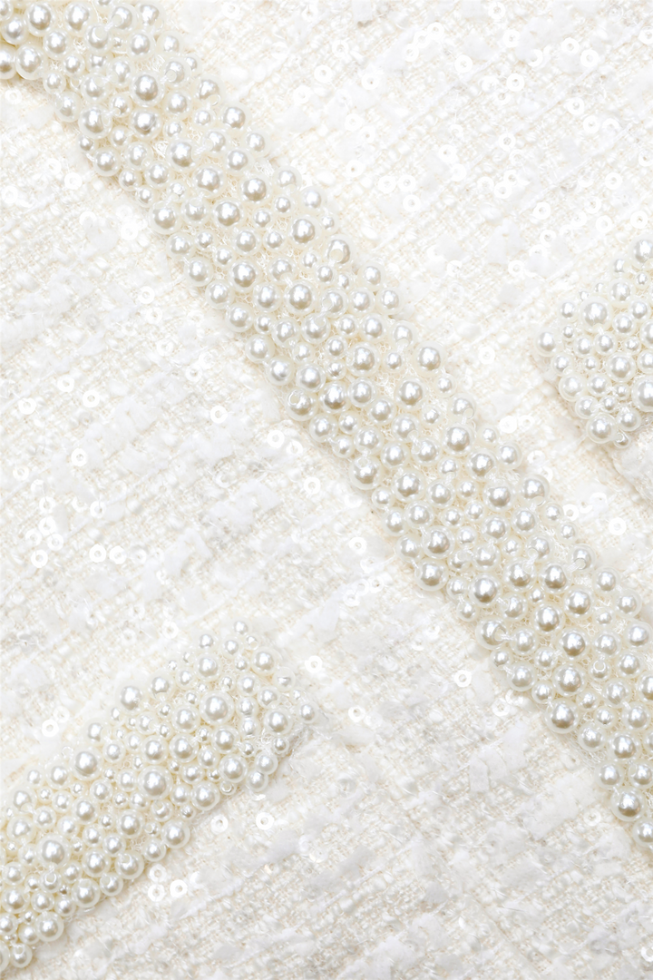 Cream Boucle Pearl Trim Jacket