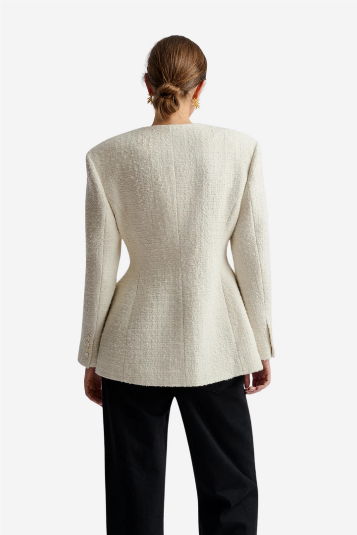 Carol fitted round neck blazer Vanilla