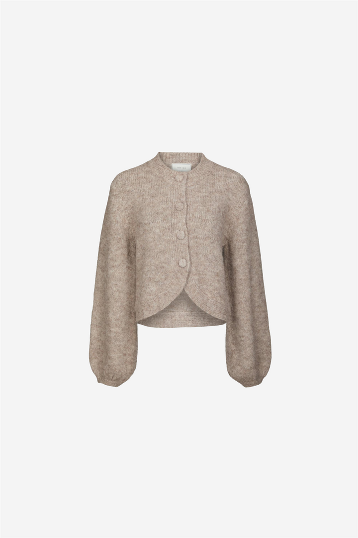 Gio Fluffy Knit Cardigan Beige Melange
