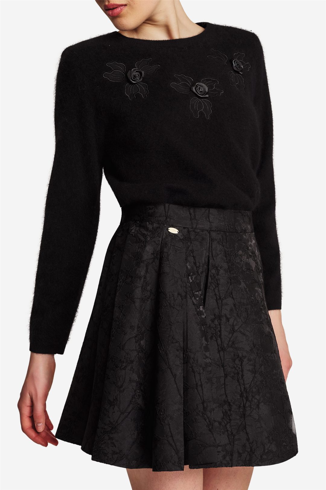 Brocade Mini Skirt Black