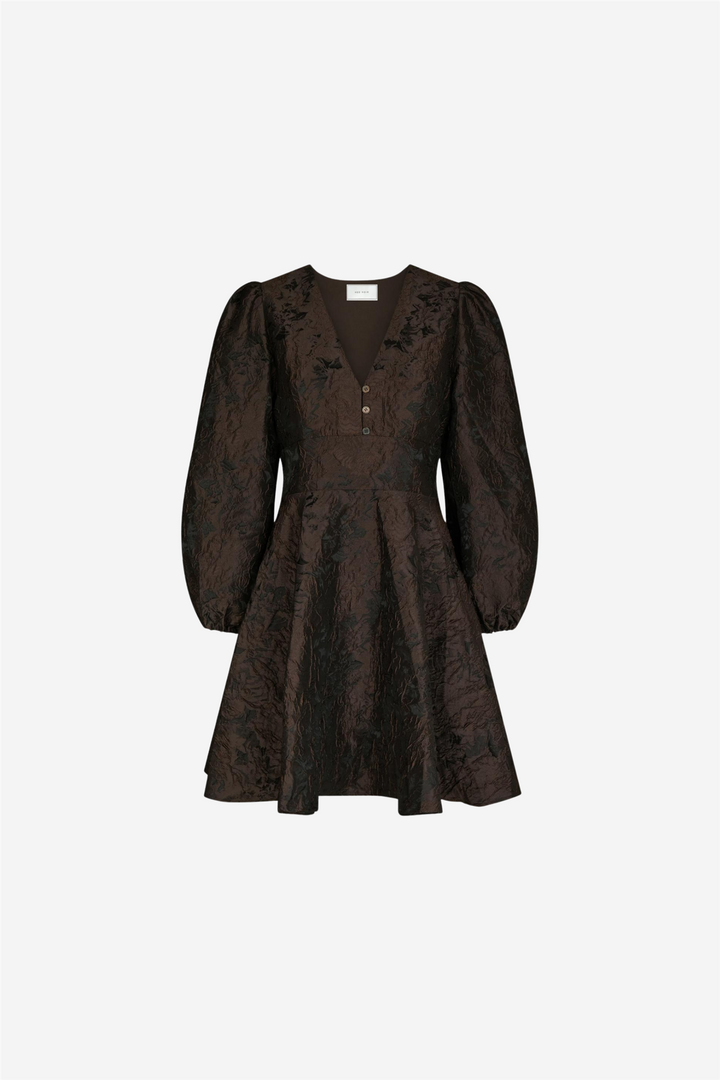 Milly Brocade Dress Dark Brown