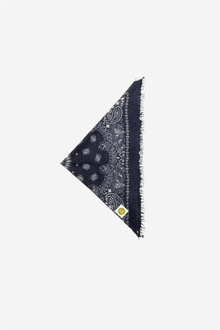 Bandana Calvina Paisley With Frings Dark Blue And White