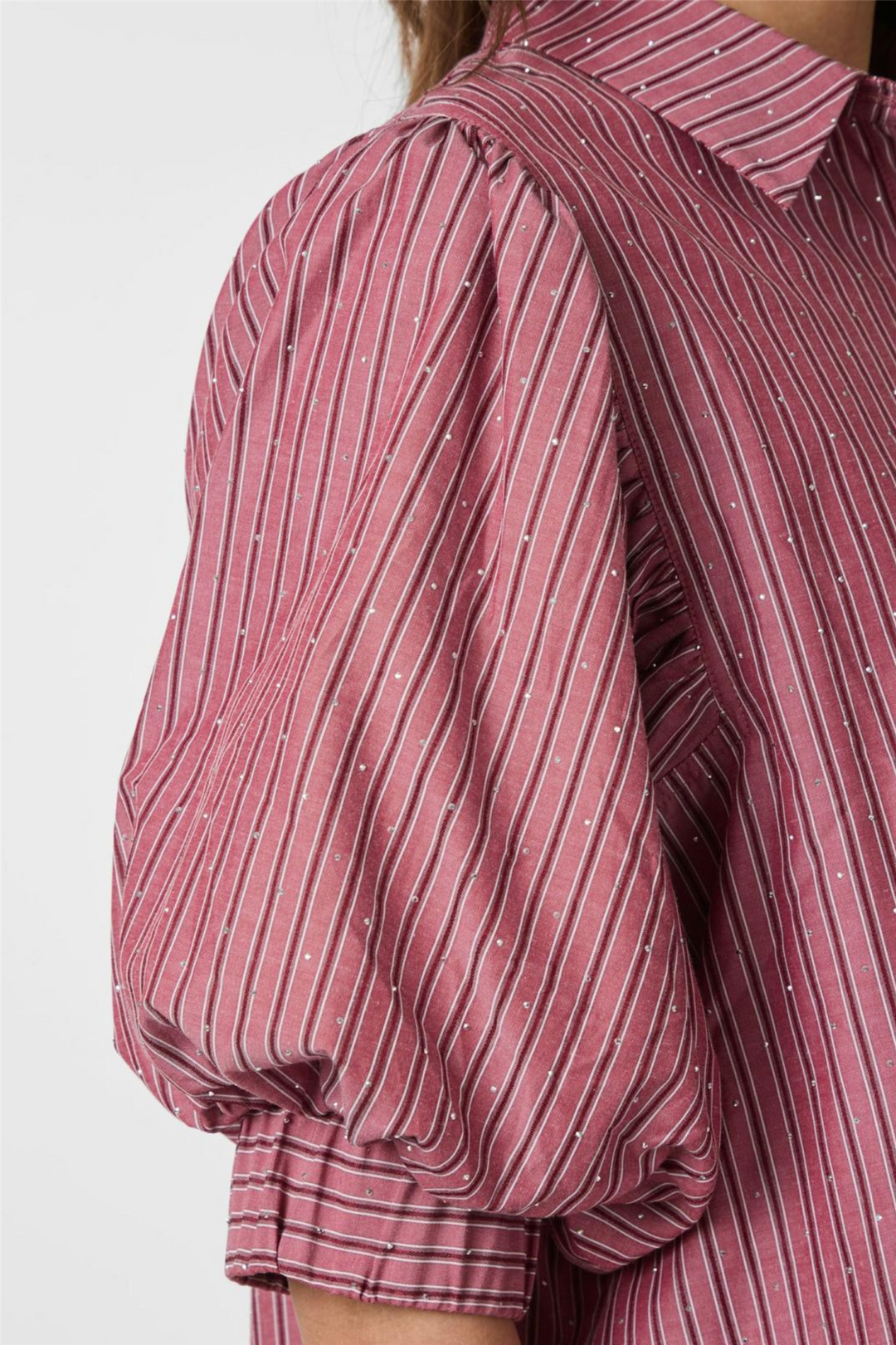 Etta Soft Stripe Stone Shirt Dark Rose