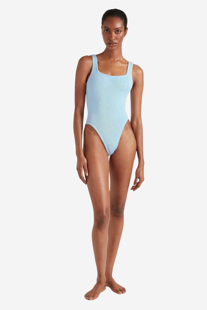 Square Neck Swim Metallic Ice Blue