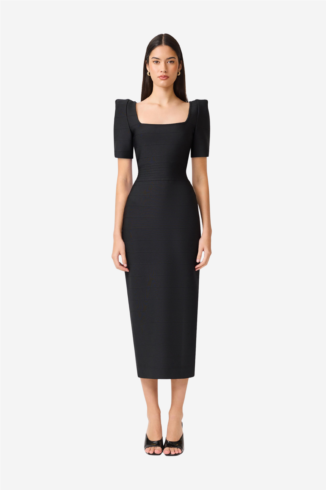 Ninette Square Neck Column Maxi Dress Black