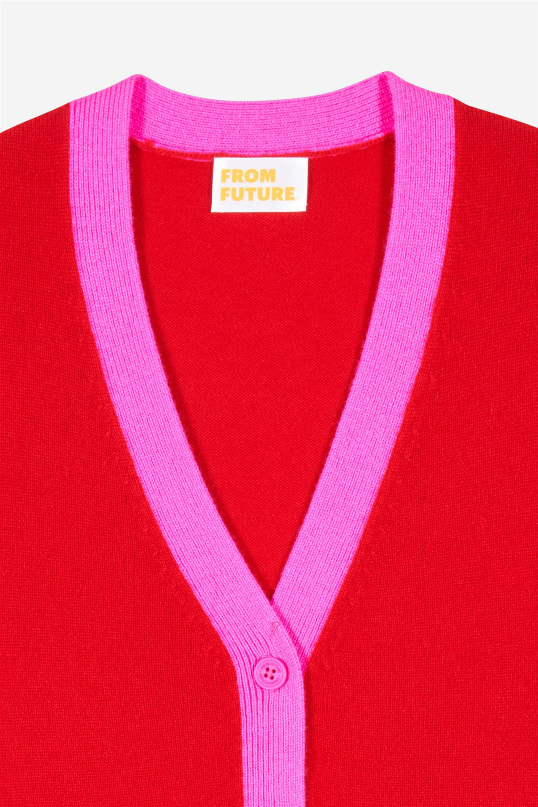 Two Color Cardigan Hot Red