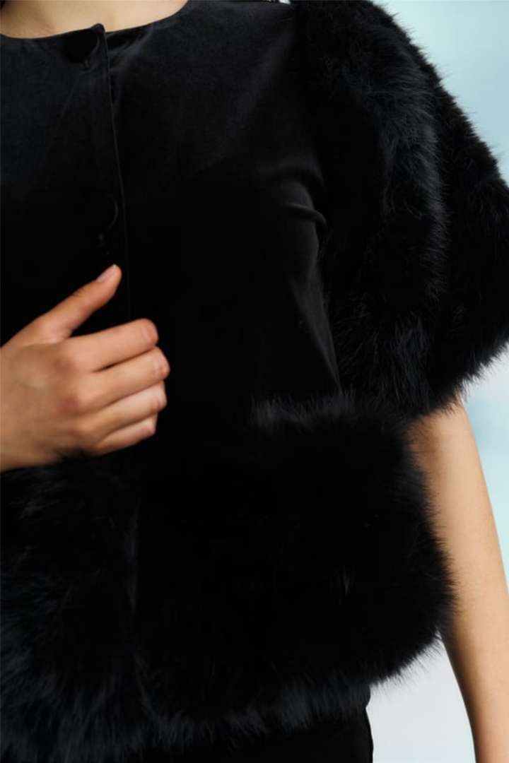 Mone Velour Top Black