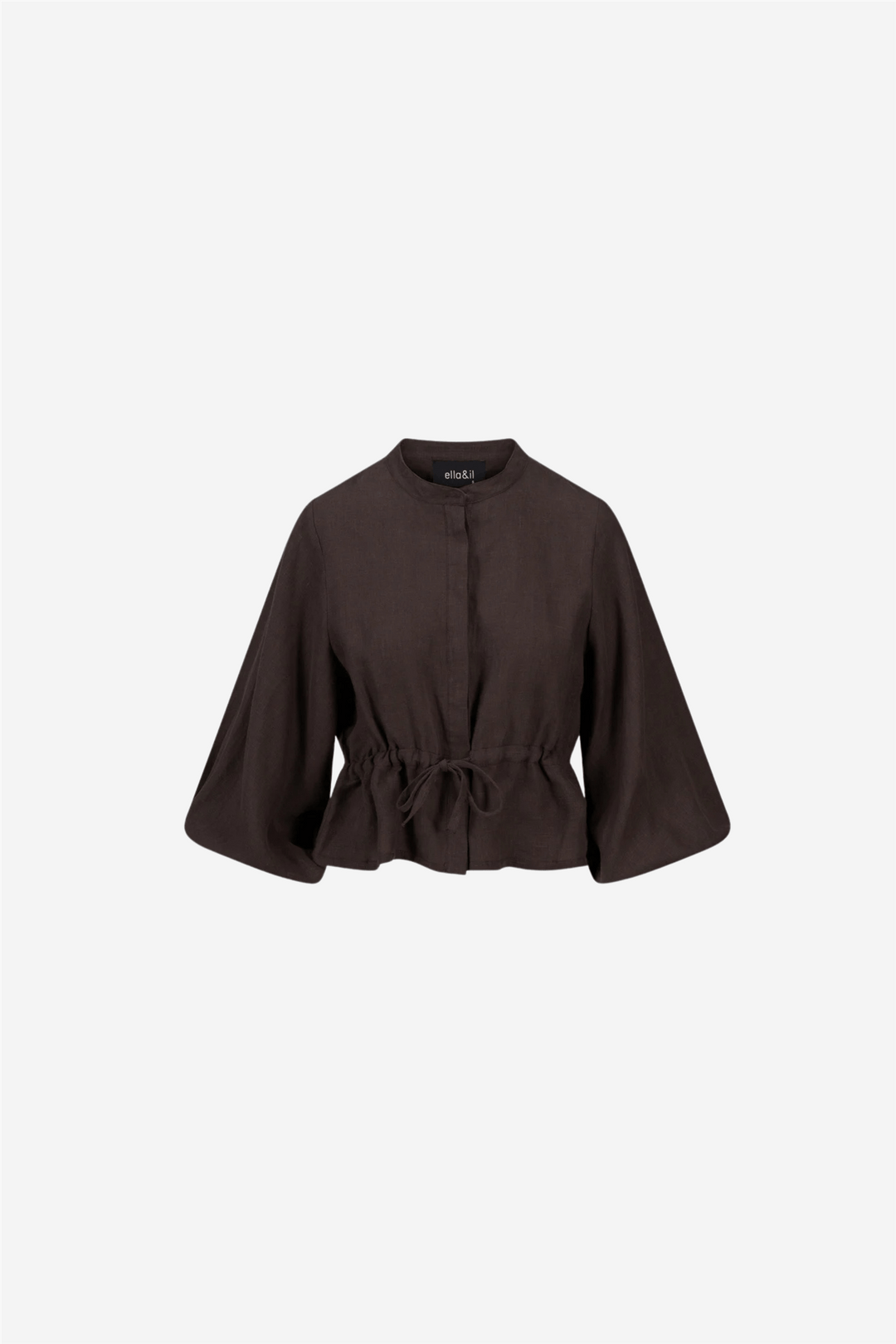 ella&il Bluser & Skjorter Camille Linen Shirt Dark Brown