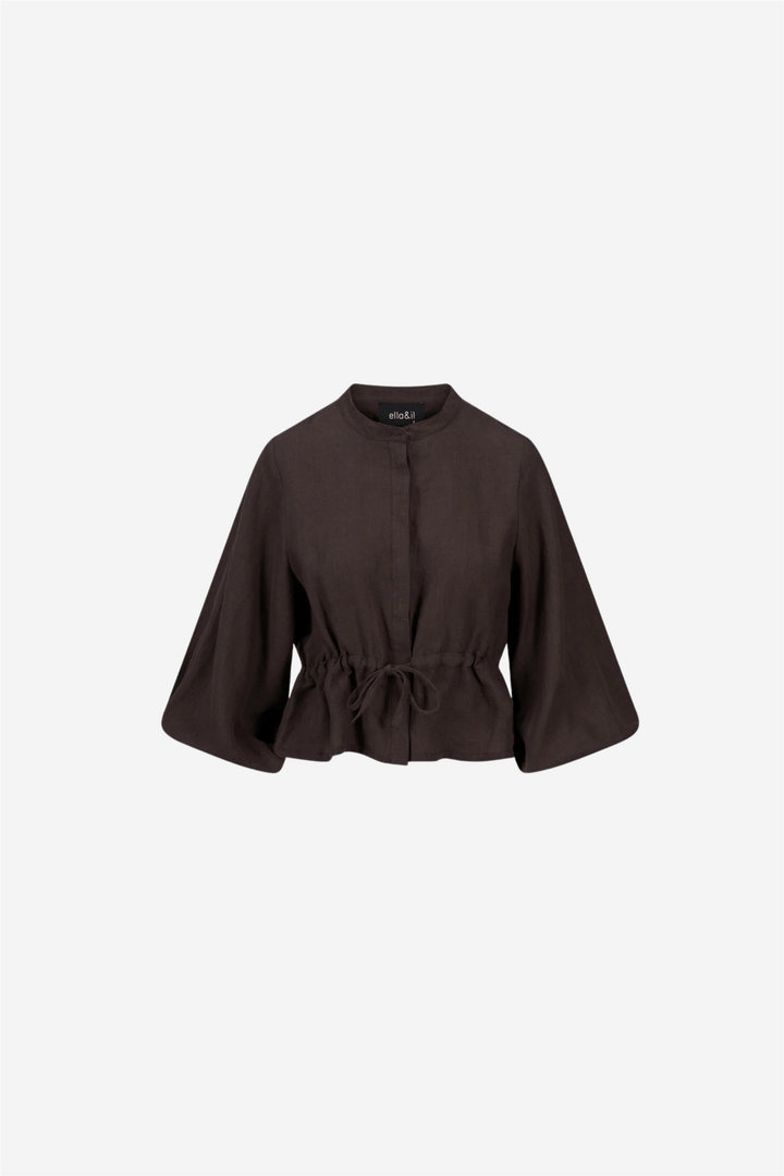 ella&amp;il Bluser &amp; Skjorter Camille Linen Shirt Dark Brown