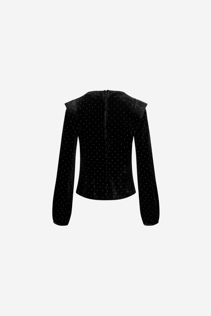 ella&amp;il Bluser &amp; Skjorter Kendra Stud Velour Blouse Black