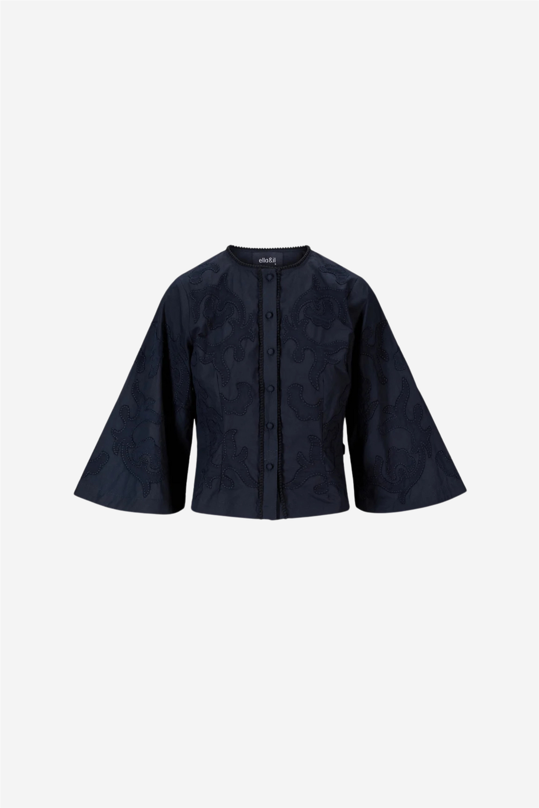 ella&il Bluser & Skjorter Lotte Embroidery Blouse Navy