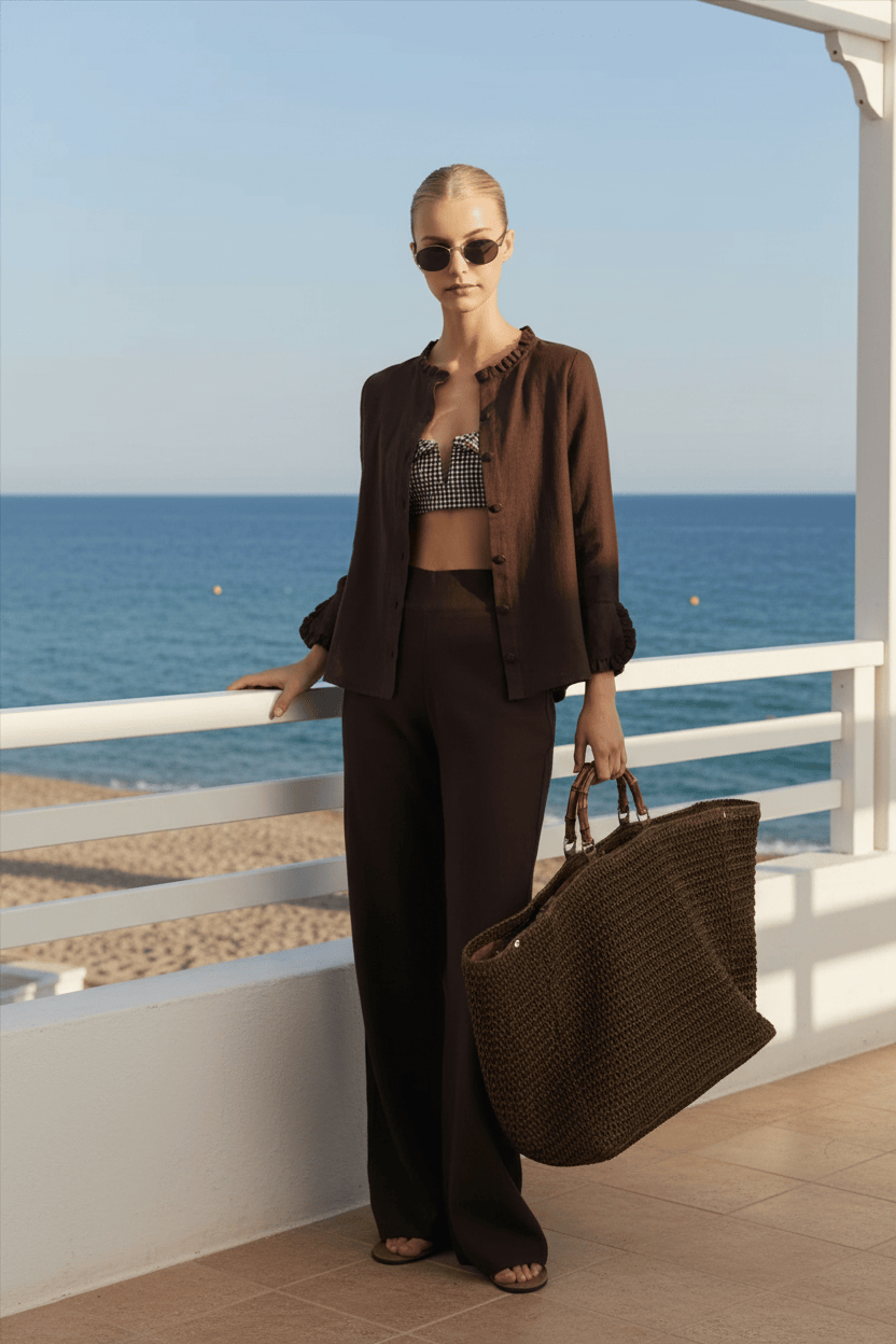 ella&il Bukser & jeans Molly Stretch Linen Pants Dark Brown