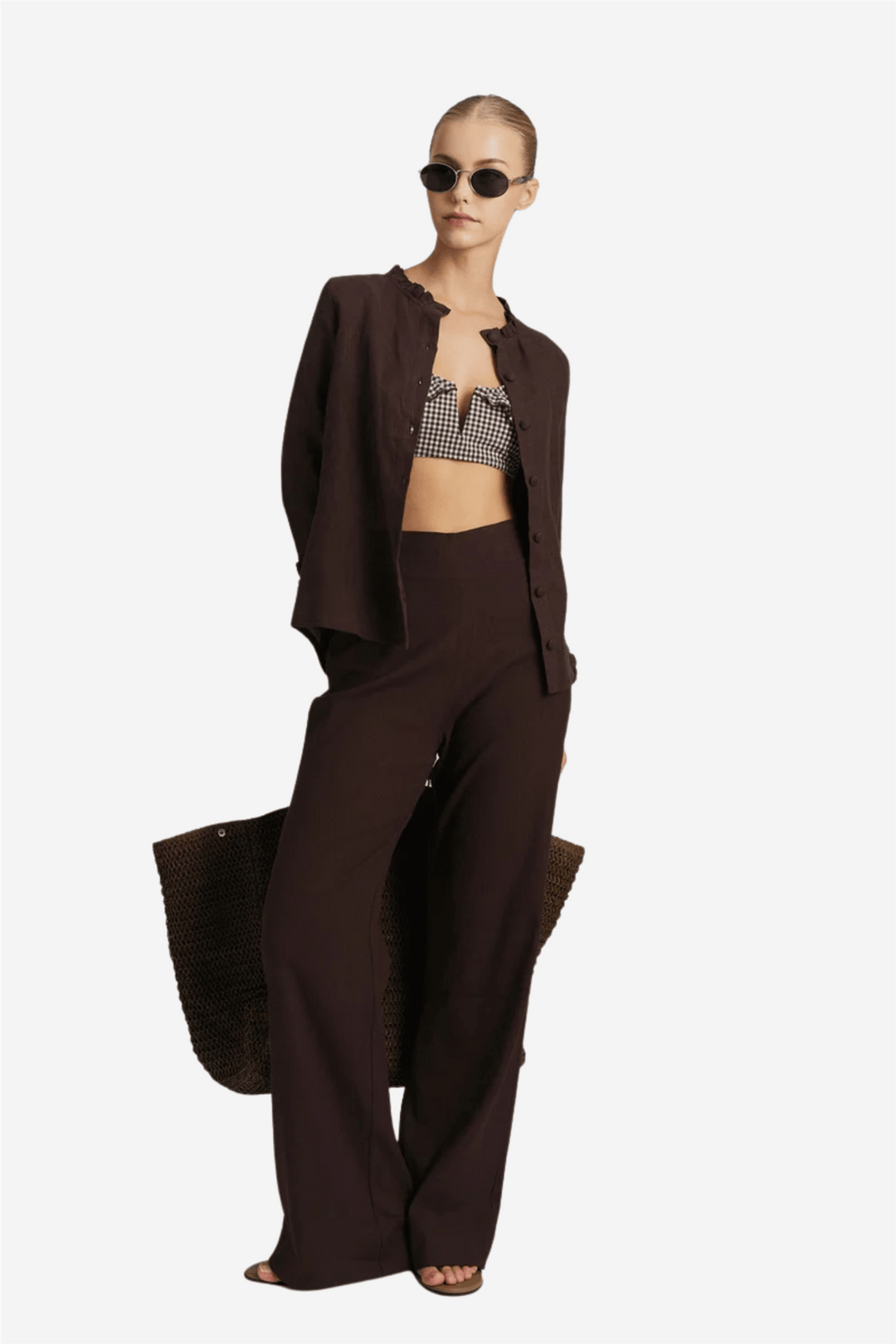 ella&il Bukser & jeans Molly Stretch Linen Pants Dark Brown