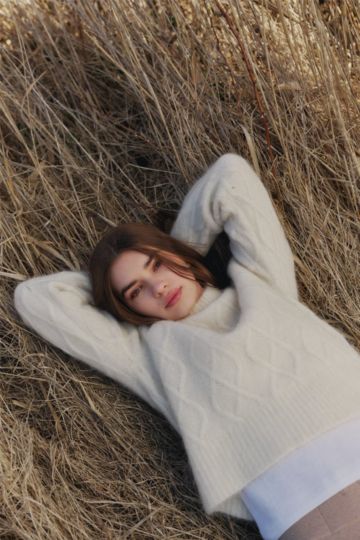 ella&il Genser & Cardigan Cenya Chunky Sweater Bright White