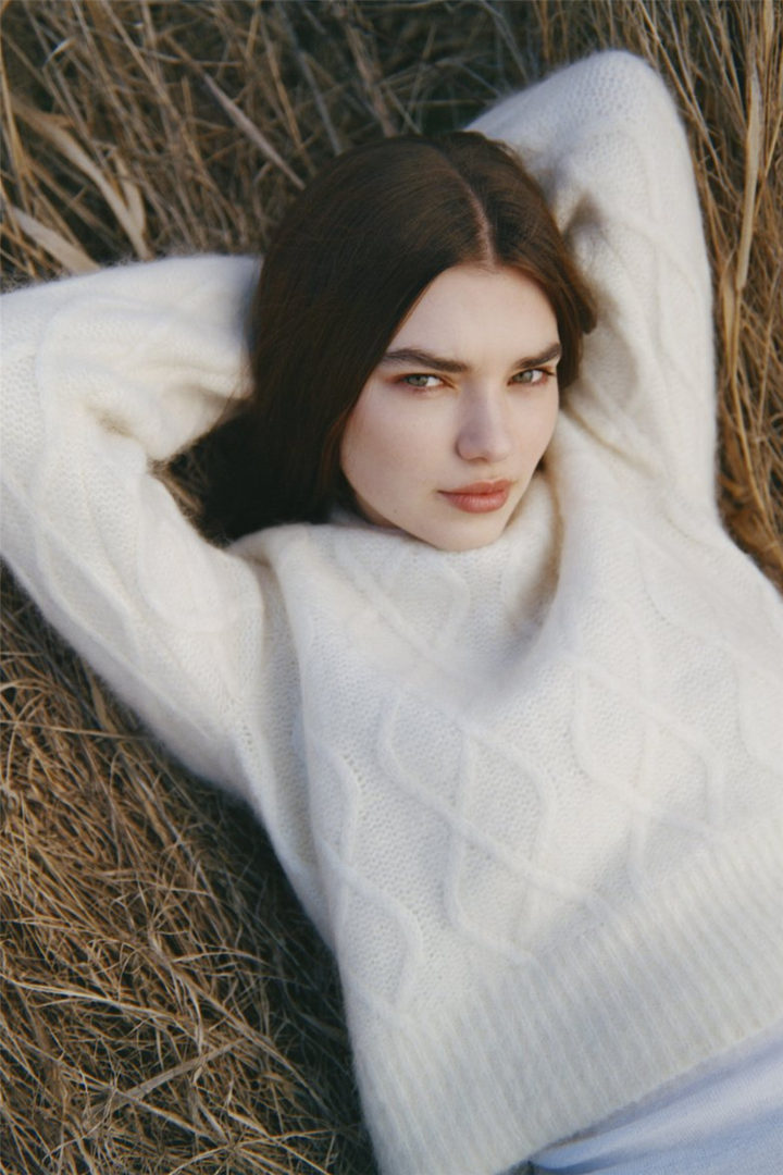 ella&il Genser & Cardigan Cenya Chunky Sweater Bright White