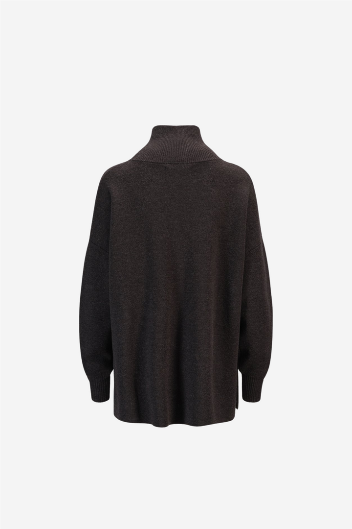 ella&il Genser & Cardigan Fernanda Merino Sweater Dark Brown Melange