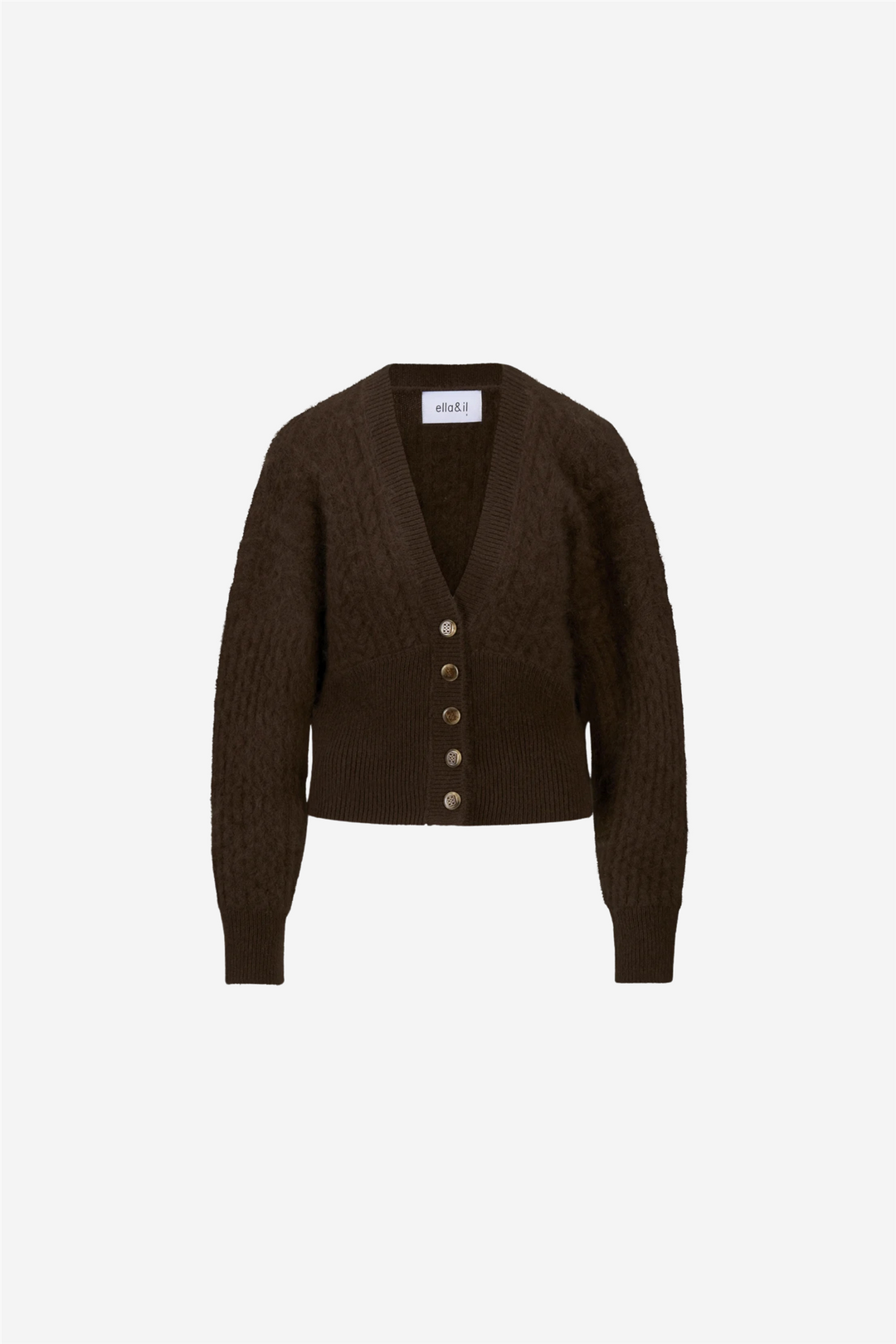 ella&il Genser & Cardigan Jenna Brushed Cardigan Brown