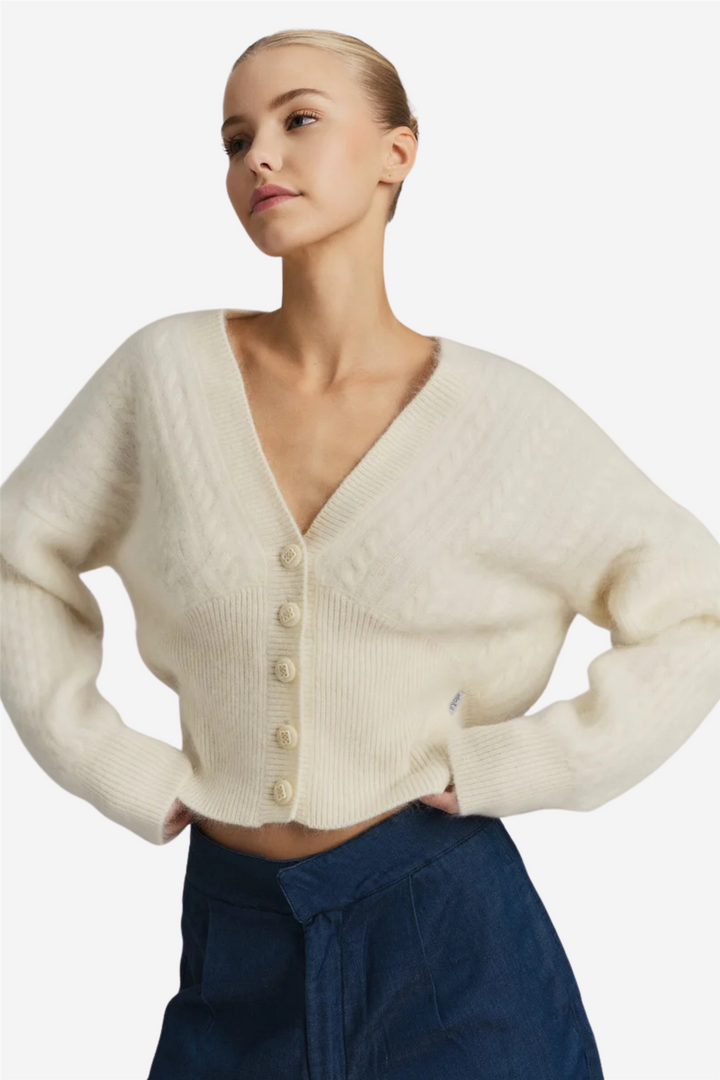 ella&il Genser & Cardigan Jenna Brushed Cardigan White