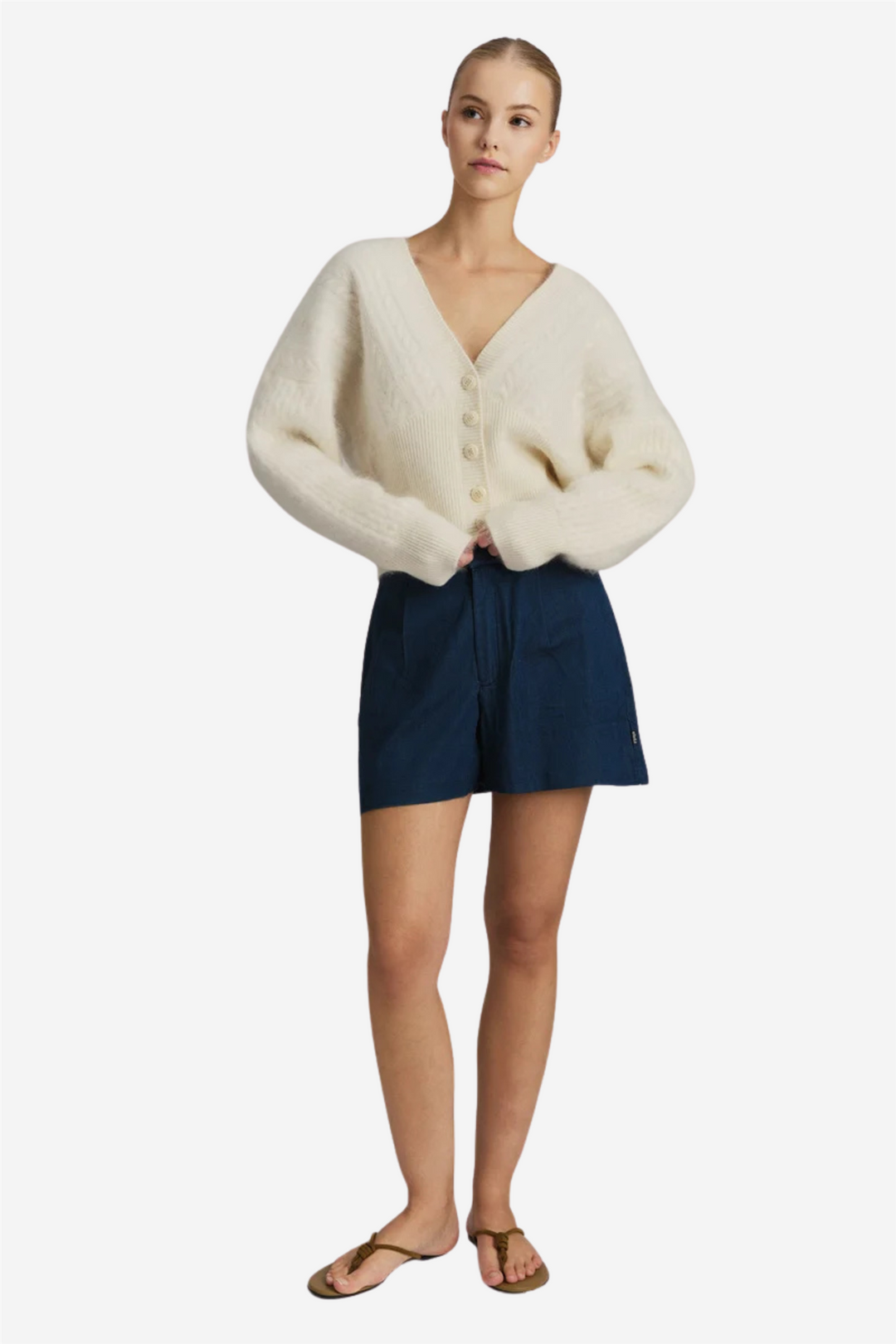 ella&il Genser & Cardigan Jenna Brushed Cardigan White