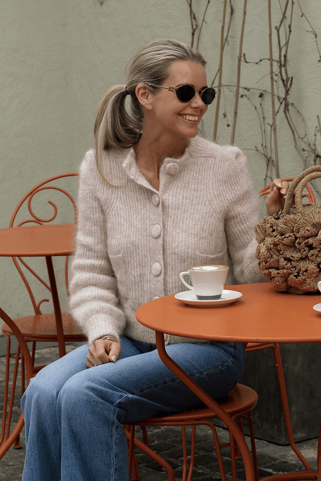 ella&il Genser & Cardigan Maria Chunky Cardigan Light Beige Melange
