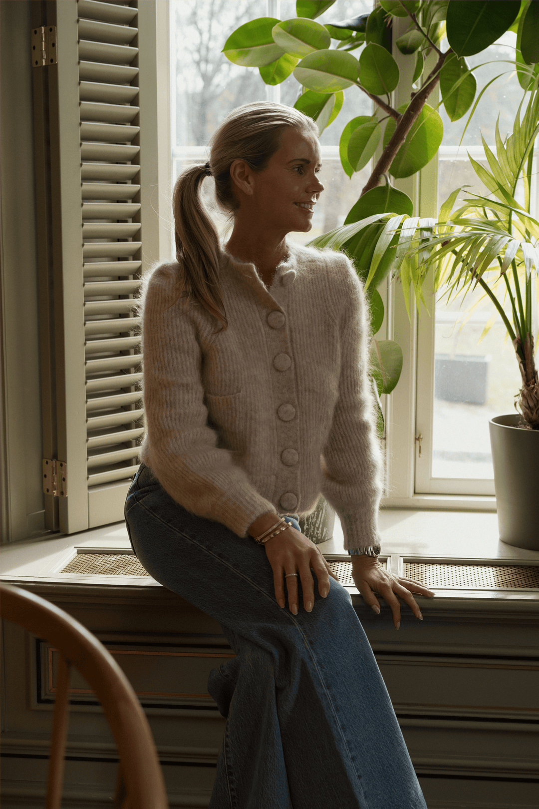 ella&amp;il Genser &amp; Cardigan Maria Chunky Cardigan Light Beige Melange