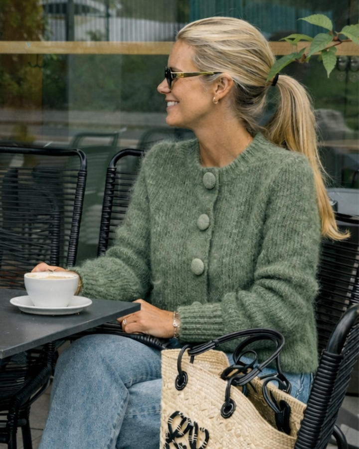 ella&il Genser & Cardigan Maria Chunky Cardigan Sage Green