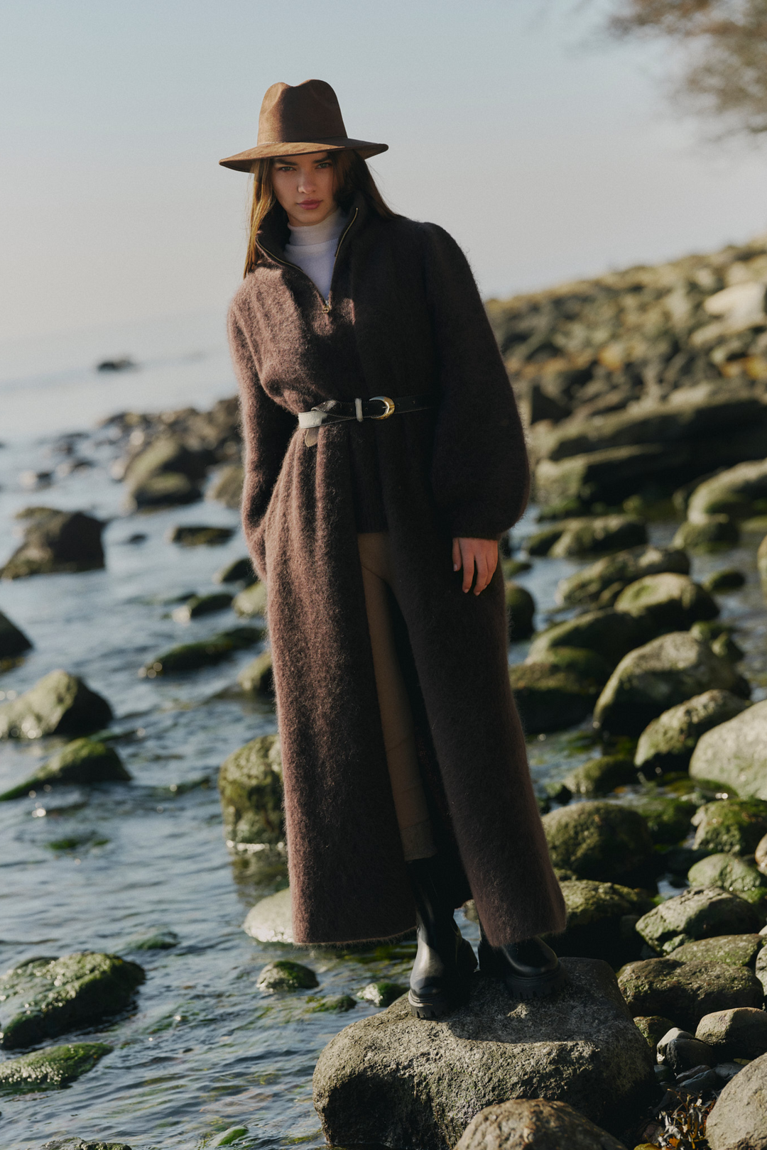 ella&il Genser & Cardigan Olivia Chunky Cardigan Dark Brown