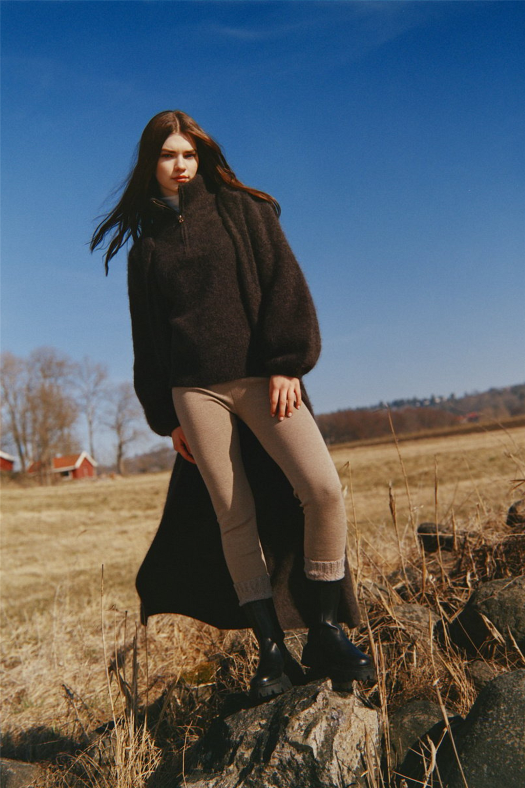 ella&il Genser & Cardigan Olivia Chunky Cardigan Dark Brown